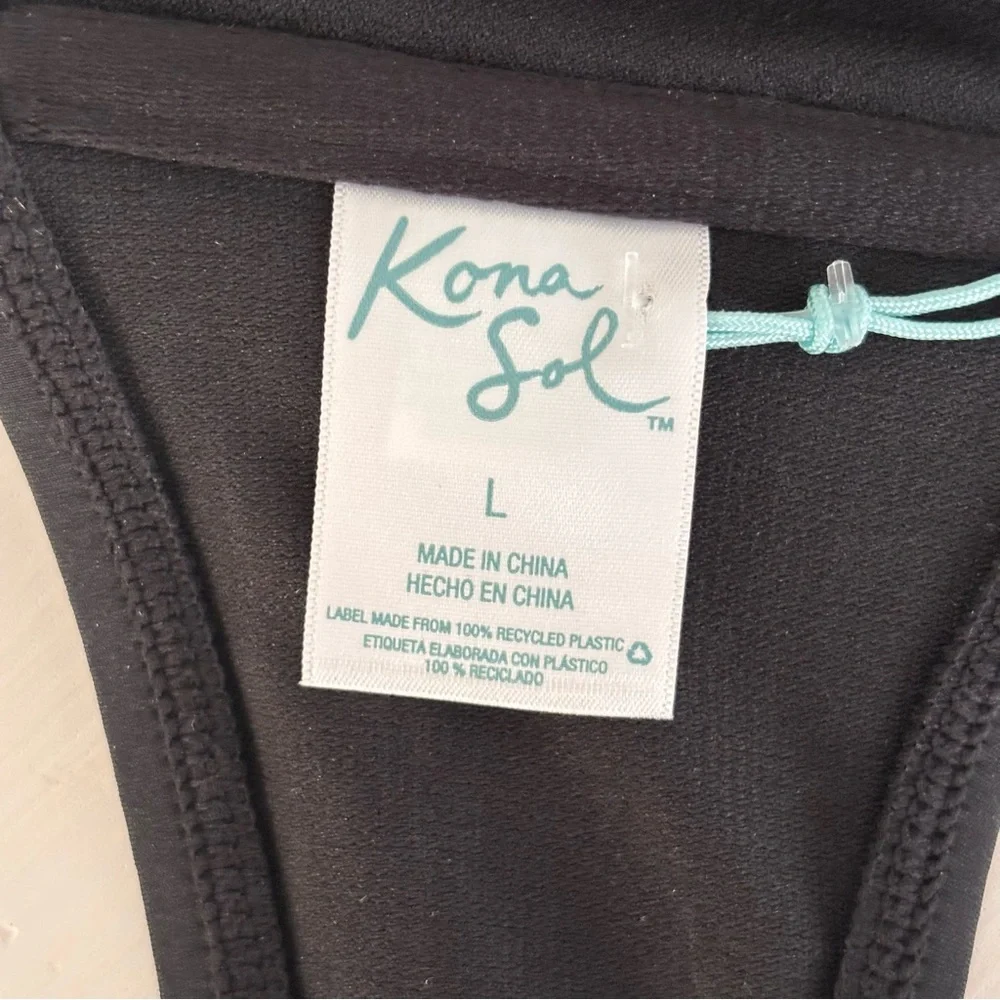 KONA SOL Twist Ruched Bandeau Bikini Top Sz L NWT - Picture 7 of 10